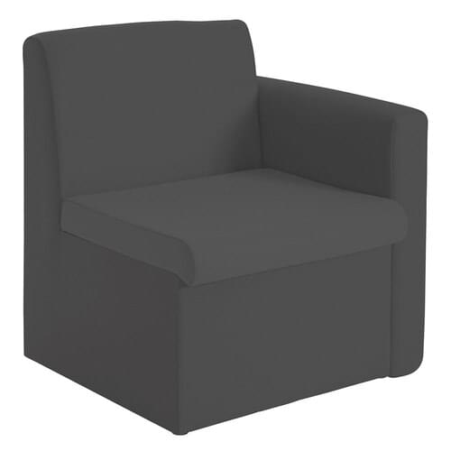 Modular Reception Chair With Left Arm 675mm Wide Charcoal