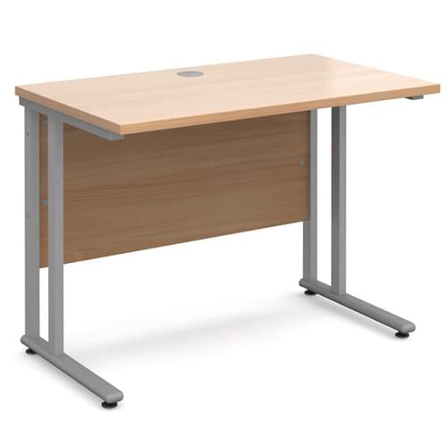 Narrow Desk 1000 x 600 x 725mm Silver Cantilever Frame 25mm MFC Beech