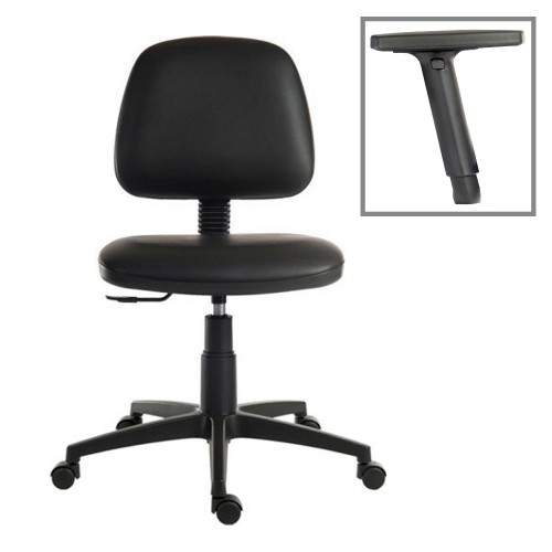 Operator Chair Medium Back 1 Lever Adjustable Arms Wipe Leather Look Black