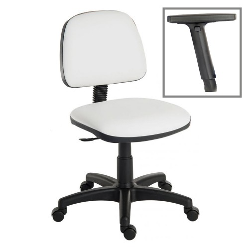 Operator Chair Medium Back 1 Lever Adjustable Arms Leather Look White