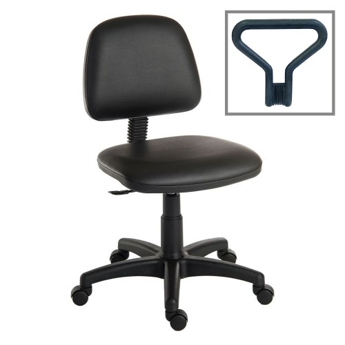Operator Chair Medium Back 1 Lever Fixed Arms Leather Look Black