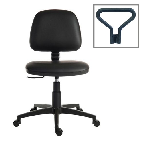 Operator Chair Medium Back 1 Lever Fixed Arms Leather Look Black