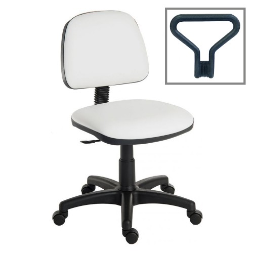 Operator Chair Medium Back 1 Lever Fixed Arms Leather Look White