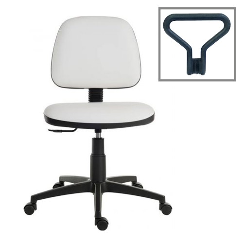 Operator Chair Medium Back 1 Lever Fixed Arms Leather Look White