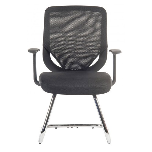 Mesh Back Cantilever Visitor Chair Fixed Arms Black
