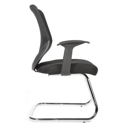 Mesh Back Cantilever Visitor Chair Fixed Arms Black