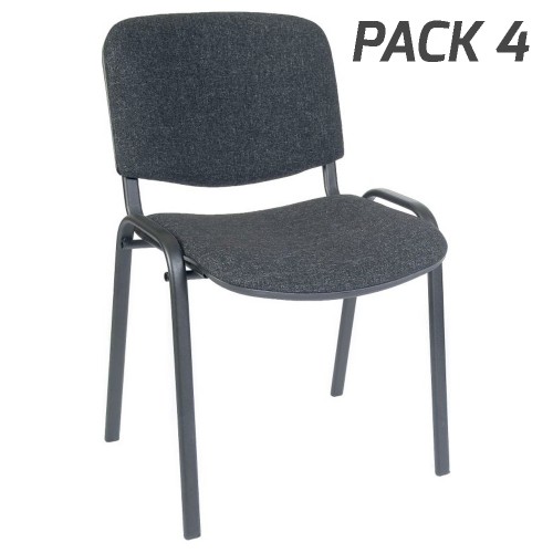 Stackable Conference Chair Fabric Black Pack of 4
