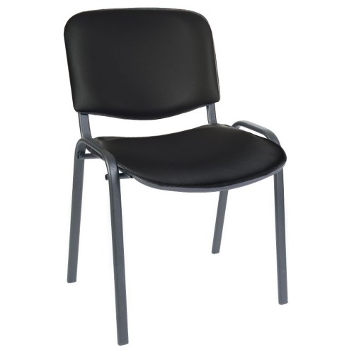 Stackable Conference Chair Leather Look Black
