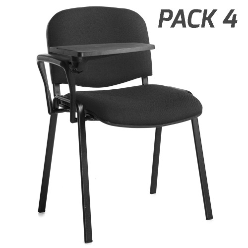 Conference Chairs with Writing Kit Fabric Black Pack of 4