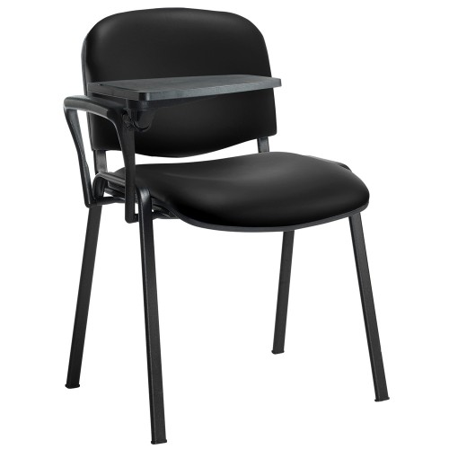 Conference Chair with Writing Kit Leather Look Black