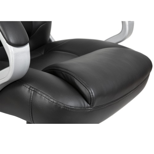 Lumbar Massage Executive Chair Fixed Arms Faux Leather Black