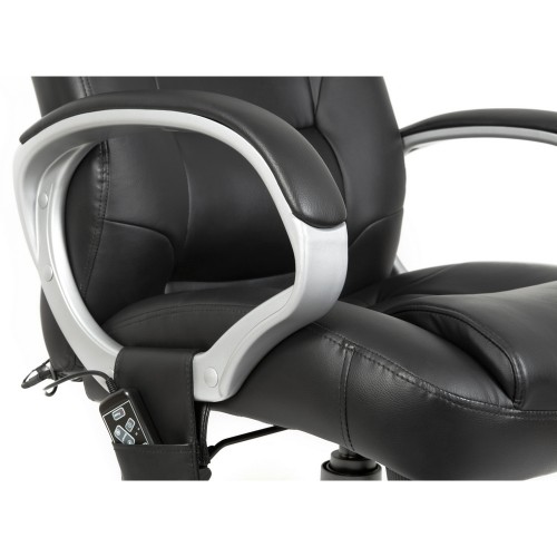 Lumbar Massage Executive Chair Fixed Arms Faux Leather Black