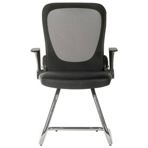 Mesh Back Visitor Chair Fold Down Backrest & Flip Up Arms Black