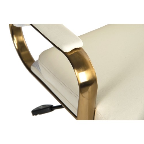 Vintage Executive Chair Fixed Arms Faux Leather White