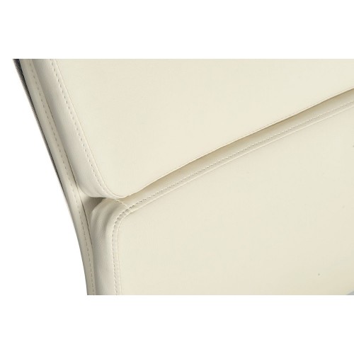 Vintage Executive Chair Fixed Arms Faux Leather White