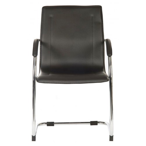 Reception Chair Cantilever Chrome Frame Leather Look Black