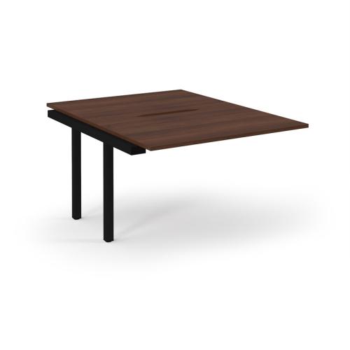 Bench Desk Back to Back Add-On 1200 x 1600mm Black Frame Scallop Walnut Top