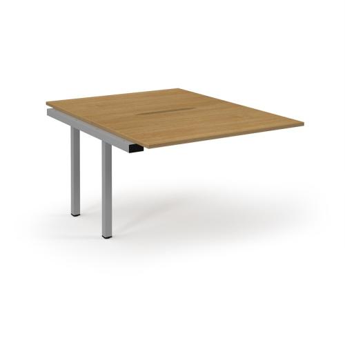Bench Desk Back to Back Add-On 1200 x 1600mm Silver Frame Scallop Oak Top