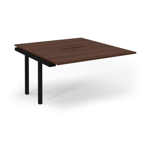 Bench Desk Back to Back Add-On 1400 x 1600mm Black Frame Scallop Walnut Top