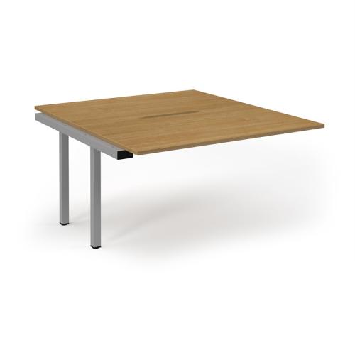 Bench Desk Back to Back Add-On 1400 x 1600mm Silver Frame Scallop Oak Top
