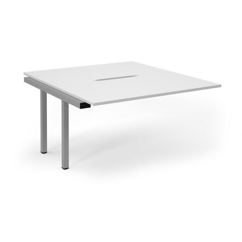 Bench Desk Back to Back Add-On 1400 x 1600mm Silver Frame Scallop White Top