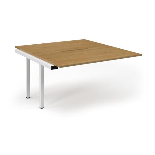 Bench Desk Back to Back Add-On 1400 x 1600mm Silver Frame Scallop Oak Top