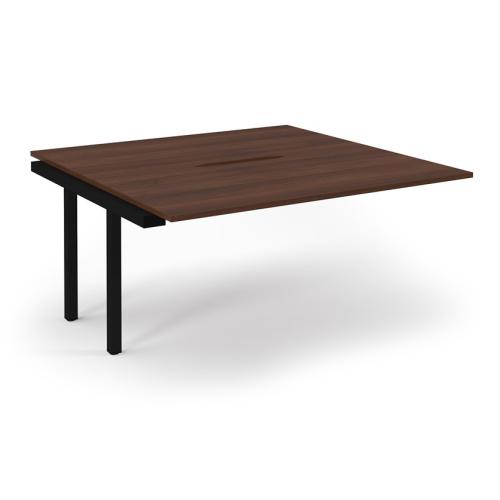 Bench Desk Back to Back Add-On 1600 x 1600mm Black Frame Scallop Walnut Top