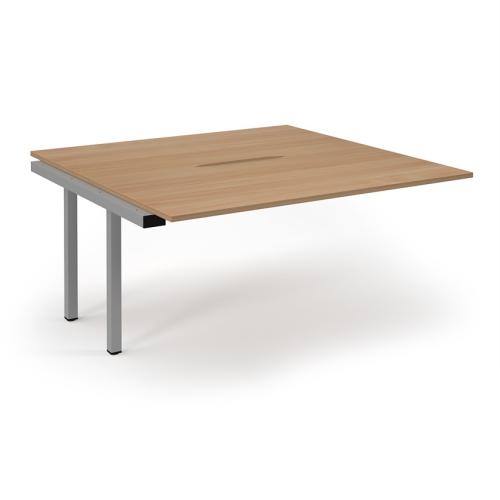 Bench Desk Back to Back Add-On 1600 x 1600mm Silver Frame Scallop Beech Top
