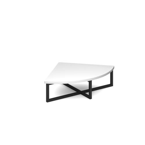 Quarter Circle Coffee Table 700mm x 700mm Black Frame White