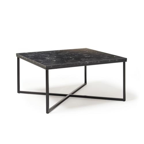 Large Square Coffee Table 800 x 800mm Black Steel Frame Lotus Wood Top