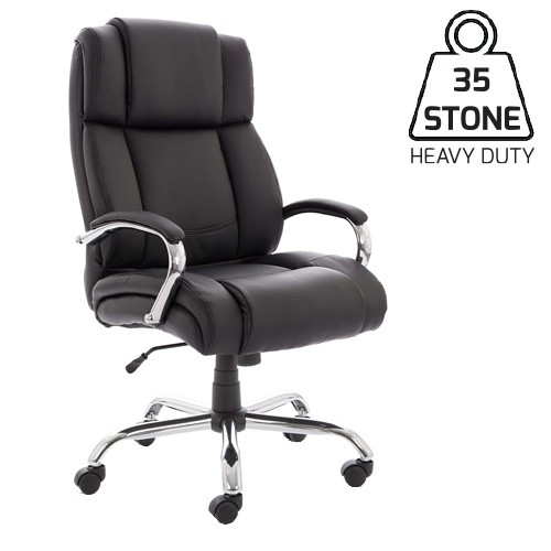 Heavy Duty High Back Executive Chair Leather (35 Stone) Black