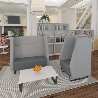 High Back 1 Seater Sofa W600 x D730 x H1270mm  Black Sled Frame Dark Grey & Light Grey