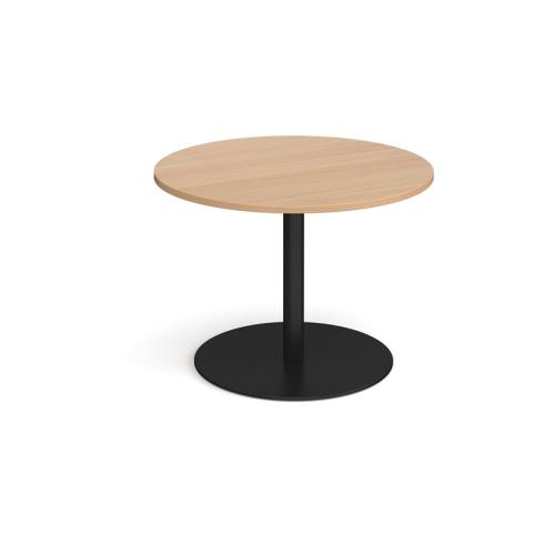 Circular Meeting Table 1000mm Black Flat Circular Base Beech