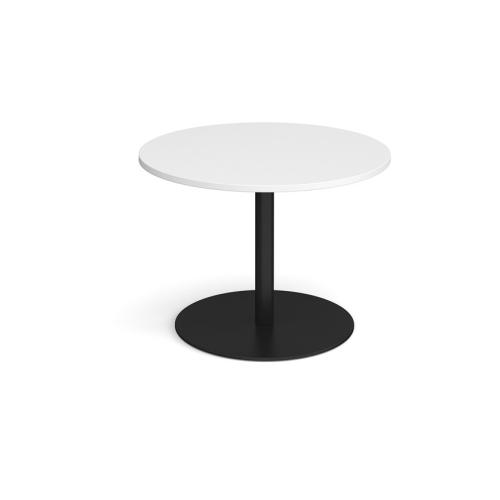 Circular Meeting Table 1000mm Black Flat Circular Base White