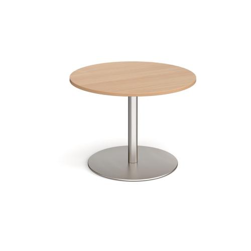 Circular Meeting Table 1000mm Brushed Steel Flat Circular Base Beech