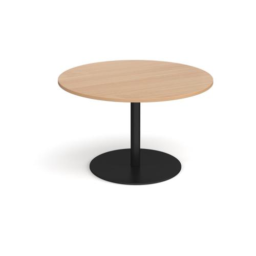 Circular Meeting Table 1200mm Black Flat Circular Base Beech