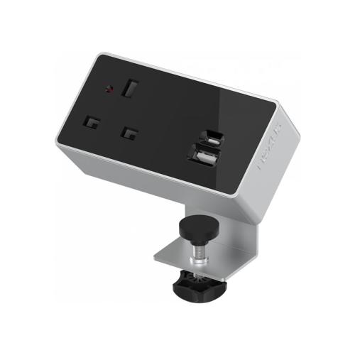 On Desk Power Module Black (1 UK Socket & 1 USB A & 1 USB-C)