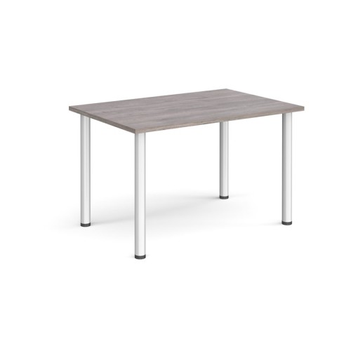 Rectangular Radial Leg Table 1200 x 800mm Silver Legs Grey Oak