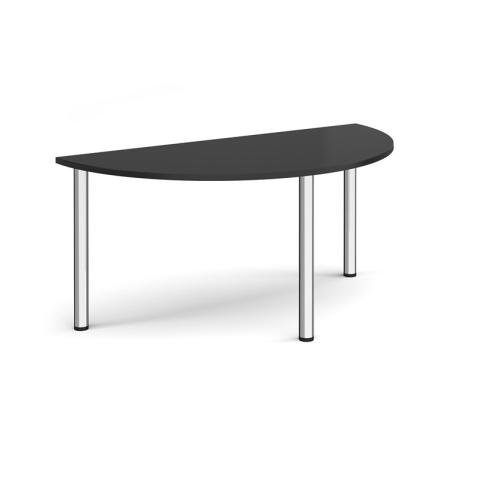 Semi-Circular Radial Leg Table 1600 x 800mm Chrome Legs Black