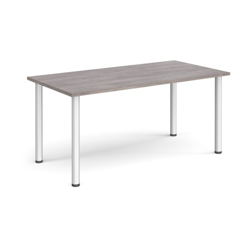 Rectangular Radial Leg Table 1600 x 800mm Silver Legs Grey Oak