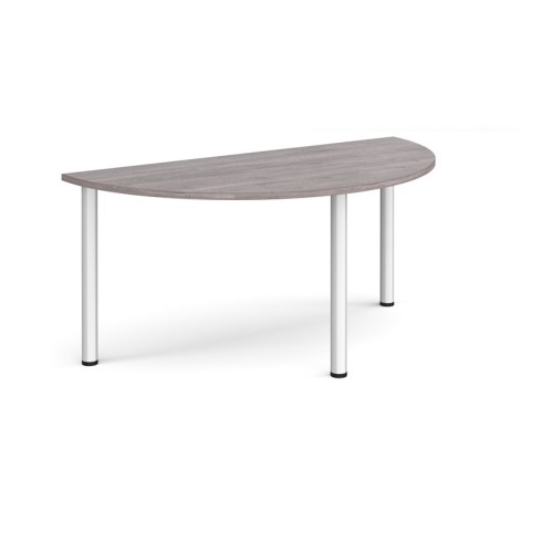 Semi-Circular Radial Leg Table 1600 x 800mm Silver Legs Grey Oak