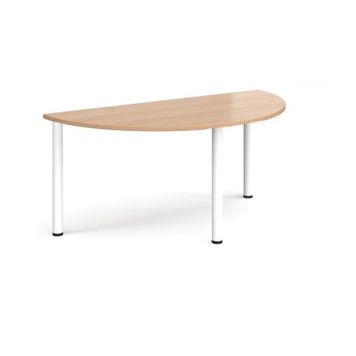 Semi-Circular Radial Leg Table 1600 x 800mm White Legs Beech