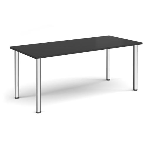 Rectangular Radial Leg Table 1800 x 800mm Chrome Legs Black