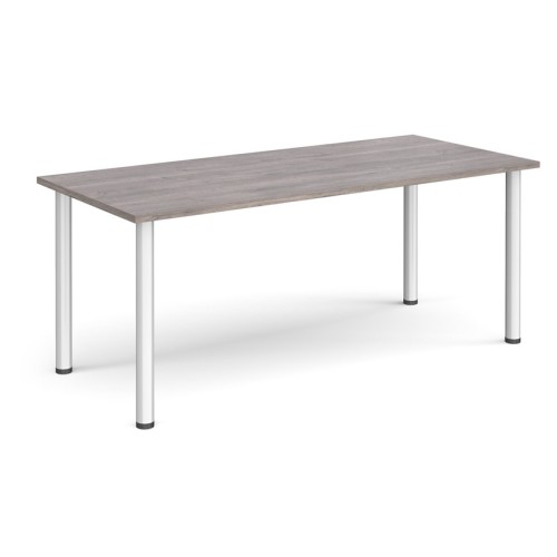 Rectangular Radial Leg Table 1800 x 800mm Silver Legs Grey Oak