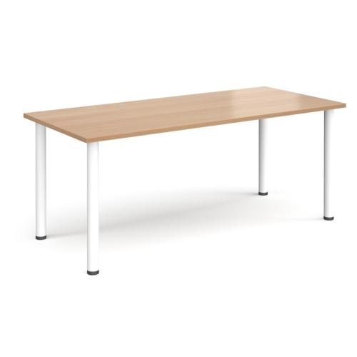 Rectangular Radial Leg Table 1800 x 800mm White Legs Beech