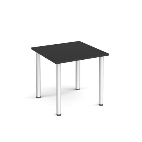 Rectangular Radial Leg Table 800 x 800mm Silver Legs Black