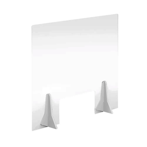 Free Standing Acrylic Screen 600 x 500 x 4mm Clear with Cut Out
