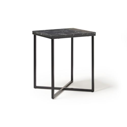 Square Side Table 450 x 450mm Black Steel Frame Lotus Wood Top