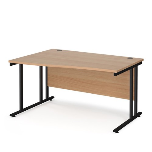 Wave Desk Left Hand 1400 x 800/990 x 725mm Black Frame Beech