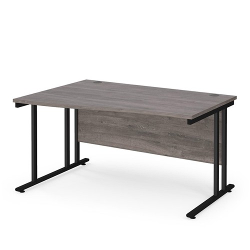 Wave Desk Left Hand 1400 x 800/990 x 725mm Black Frame Grey Oak